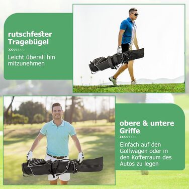 Сумка для гольфу GYMAX, стабільна сумка для ключок з ручками та стійкою, чорна