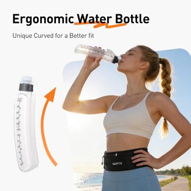Пояс-сумка для бігу AGPTEK 2.0 з флягою 300 мл, водонепроникна, з кишенею на блискавці, гачком для ключів, світловідбиваючий, унісекс