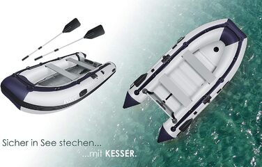 Надувний човен KESSER 3,2 м для 4 осіб, моторний, алюмінієве дно, 2 лавки, весла, насос, ремонтний комплект, ПВХ