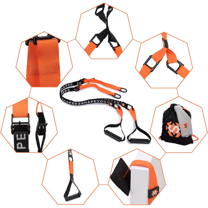 Преміум набір для тренувань Sling Trainer V.2025 з рушником, рюкзаком та інструкцією - підвісний тренажер для функціональних тренувань з кріпленням до дверей + сертифікат якості