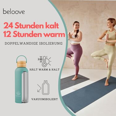 Термос-бутилка beloove з нержавіючої сталі, BPA-free, подвійні стінки, герметична, для газованої води, стійке до подряпин покриття, 500/750 мл