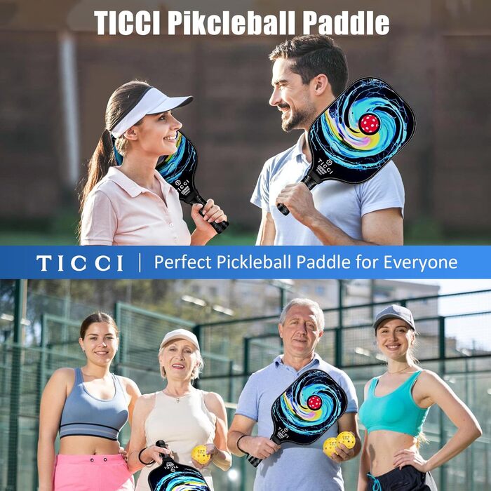 Набір пікбол paddles TICCI: 2 paddles, 4 м'ячики, сумка, схвалено USAPA