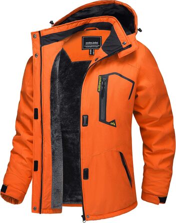 TACVAEN Жіноча куртка-перехідник, тепла зимова куртка, куртка для хайкінгу, вітронепроникна куртка з водонепроникною блискавкою, біло-чорна (XXL, помаранчевий)