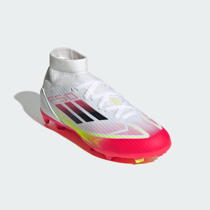 Дитячі футбольні бутси adidas F50 League Mid FG/MG - білі, чорні, жовті (38 2/3 EU)