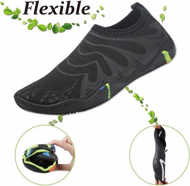 Чоловічі та жіночі аквашузи для плавання та відпочинку на воді, швидко сохнуть, легкі, дихаючі (45 EU, чорний)