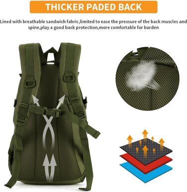 Тактичний рюкзак HUNTVP 25 л MOLLE, водонепроникний, для спорту, туризму, школи, дорослих, міський, для фітнесу та походів