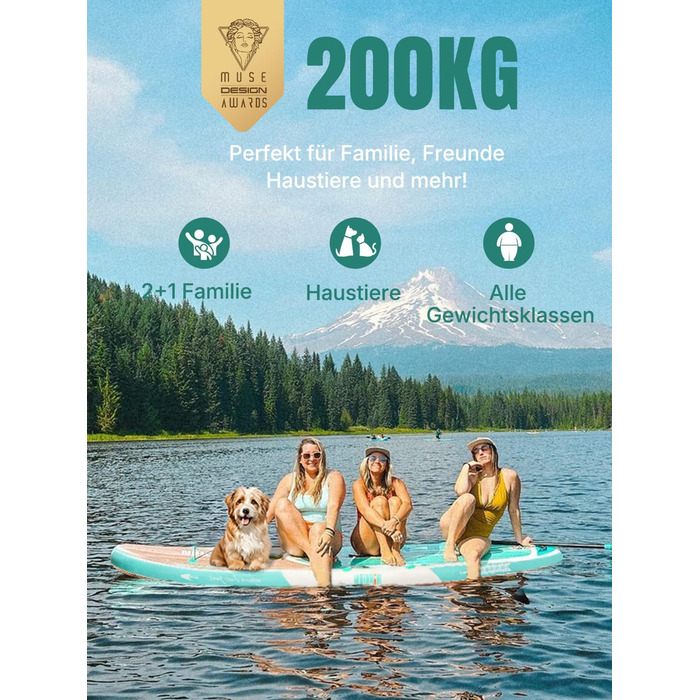 Надувний SUP Niphean для дорослих з аксесуарами, 320 см, для всіх рівнів підготовки, вантажопідйомність 200 кг, для 2 осіб, з сидінням Oceanic Current