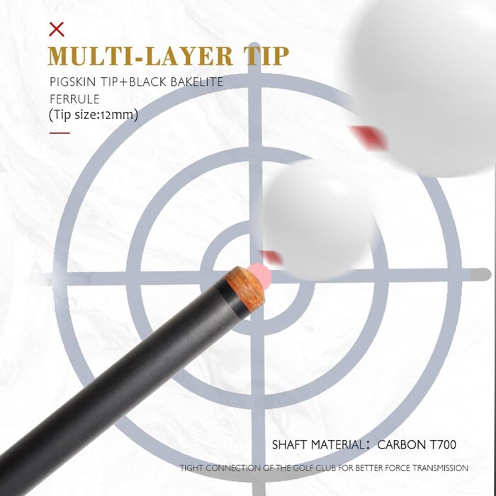 Кю (бик) для більярду KHEALING з карбону, 58 дюймів, 1/2-дюймова структура, 3-зубчастий з'єднувальний елемент, 12.4 мм наконечник, 540-567 г, для професійних гравців (жовтий)