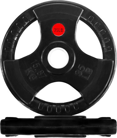 Олімпійські диски для штанги Signature Fitness, чавунні, з гумовим покриттям, 15,9 кг, 5,1 см, для силових тренувань та важкої атлетики, пара
