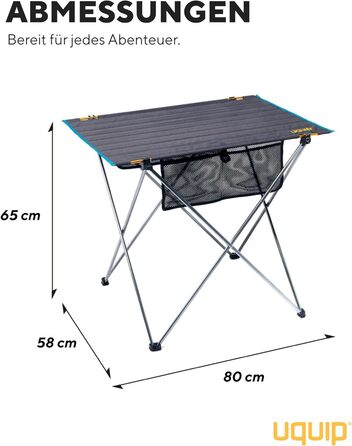 Стіл кемпінговий Uquip Liberty L Grey 58x65x80 см - алюмінієвий складаний стіл для пікніка, кемпінгу, фестивалів та саду (вантажність 30 кг)