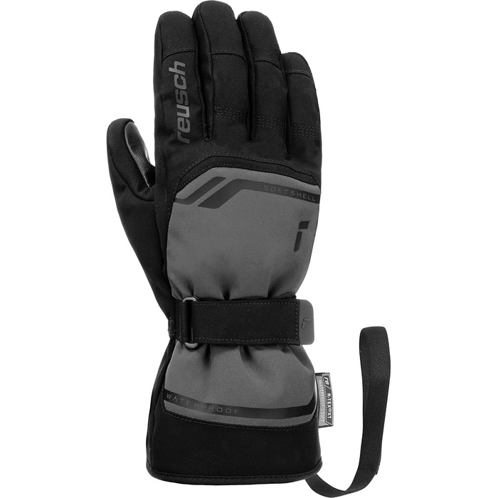 Чоловічі лижні рукавички Reusch Primus R-Tex XT, водонепроникна мембрана, теплі зимові рукавички Softshell, сірі/чорні, розмір 11