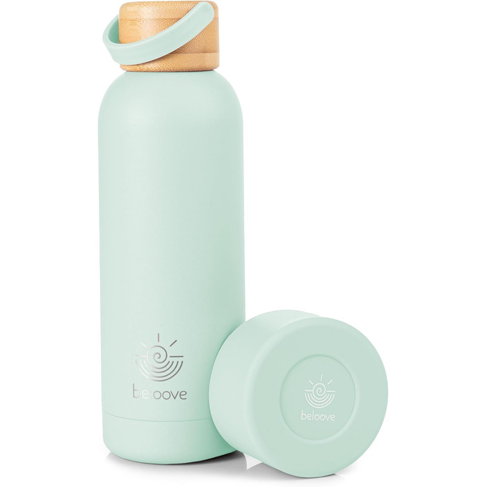 Термобутилка beloove™ 500 мл м'ятно-зелена, з нержавіючої сталі, BPA-free, з чохлом, подвійні стінки, герметична, для газованих напоїв, термос, стійка до подряпин, порошкове покриття