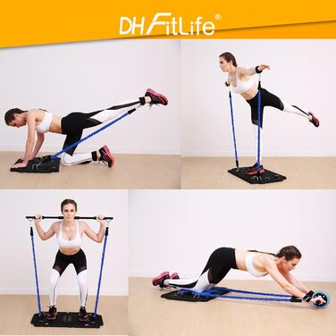 DH FitLife комплект для домашнього тренування: складані фітнес-тренажери, еспандери, обладнання для силових вправ, портативний домашній спортзал