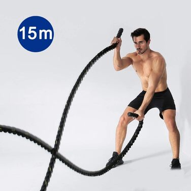 Тренувальний канат Rayline Battle Rope 15 м для фітнесу, бодібілдингу, аеробіки, кросфіту, силових тренувань