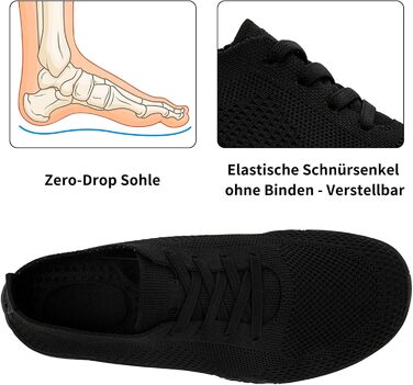 Жіночі кросівки Barfuss - легкі та зручні тапочки для дому та занять спортом, чорного кольору, розмір 39 EU