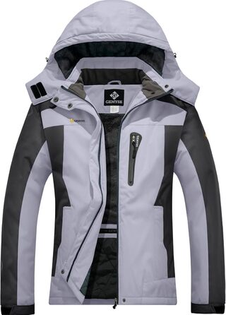 Жіноча лижна куртка GEMYSE: водонепроникна, вітронепроникна, з флісовою підкладкою, для активного відпочинку на снігу (XXL, Чорно-сірий)