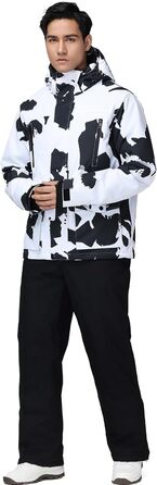 Комплект зимового костюма HOTIAN для чоловіків: куртка та штани для катання на лижах, сноуборді та туризму. Теплий, ізольований костюм для сноубордингу та катання на лижах. Розмір M, колір чорний.