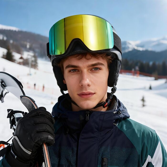 Скі-маска для дорослих, чоловіча/жіноча, YH227 сноуборд маска для носіїв окулярів, Anti Fog OTG, захист від УФ, анти-ковзаюче наголов'я, повне REVO-дизайн, білий/срібний, VLT 13% (чорний/Revo Gold, VLT 16%)