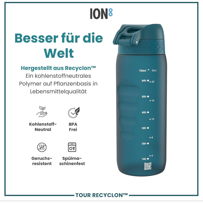 ION8 Фляга для води, 750 мл, глибокий Petrol, Evo