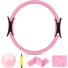 Набір для пілатесу AOOSA: кільце Magic Circle 38 см, 6 шт. (4 шт. рожевий, 2 шт. фіолетовий) для йоги, фітнесу та реабілітації