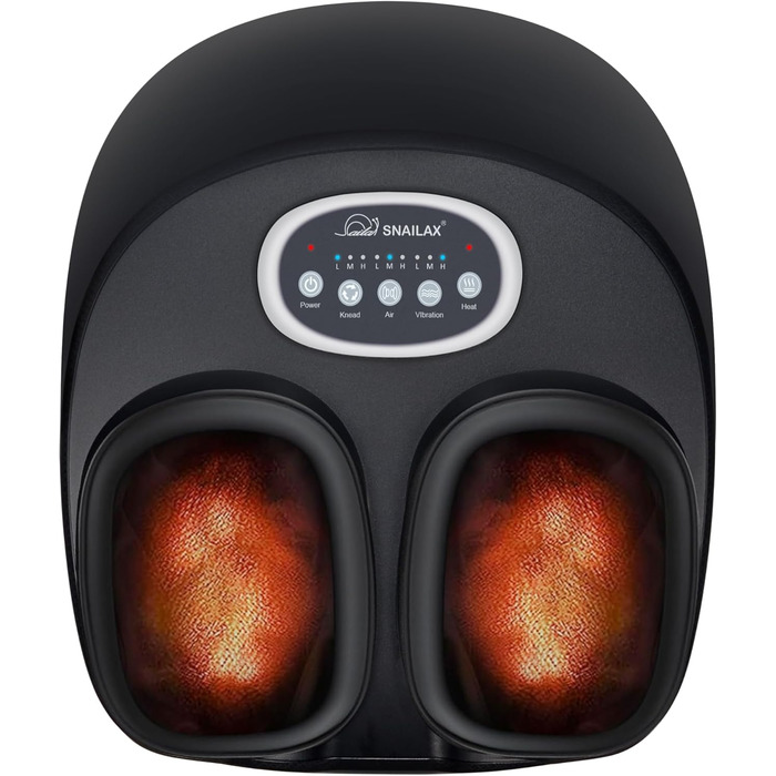 Масажер для ніг Snailax з підігрівом, розминанням, компресією та вібрацією. Електричний масажер для ніг при п'яткової фасції. Чорний колір