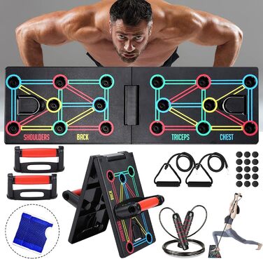 Дошка для віджимань AOUZEA Push Up Board 12-в-1: багатофункціональна, портативна, з захисними рукавичками та силіконовим килимком