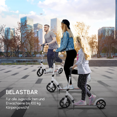 Дитячий самокат HOMCOM – ідеальний вибір для активних підлітків! Цей самокат з амортизацією, що складається та має регульовану висоту, розроблений для дітей віком від 14 років. Легка алюмінієва конструкція, стильний білий колір та компактні розміри (92,5 