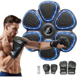 Музична боксерська машина BESSERITE з підсвіткою та рукавичками, для дорослих та підлітків