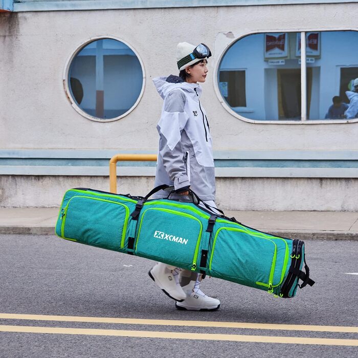 Чохол для сноуборду XCMAN 160/190 см - міцний, для перевезення, підходить для авіаперельотів (зелений)