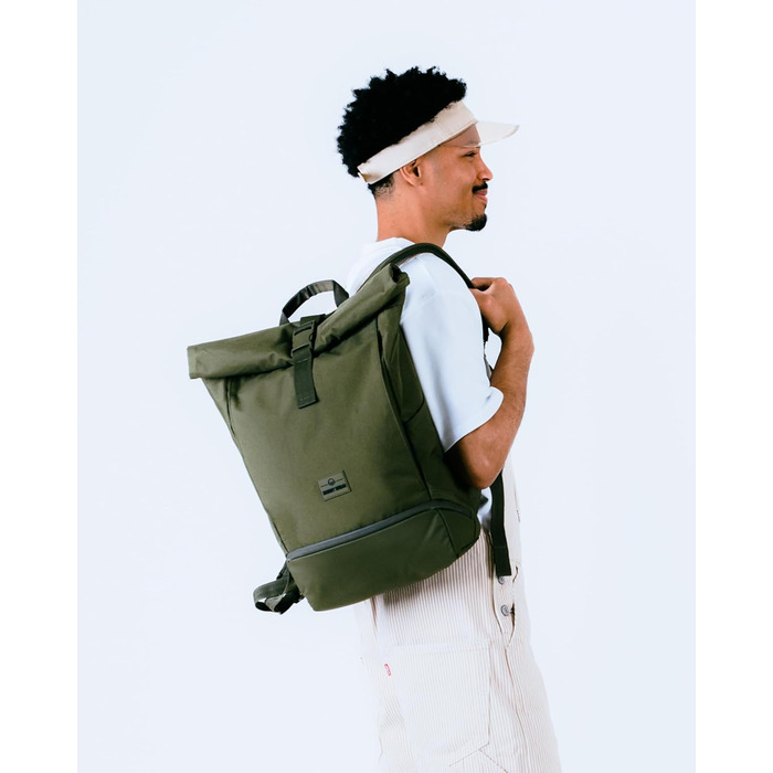 Рюкзак Johnny Urban Allen Medium зелений, роллтоп, водостійкий, 15 л, для ноутбука, унісекс, для університету, велосипеда, бізнесу, екологічний