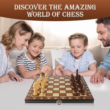 Набір для гри в шахи 3-в-1, дерев'яний, магнітний, 34 x 34 см. Шахи для дітей, для ігор, сімейних вечірок