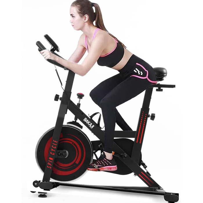 Велотренажер BAKAJI Spinning Bike з LCD-дисплеєм: час, калорії, відстань. Фітнес для дому, тренажерний зал, регульоване сидіння, кардіотренування.