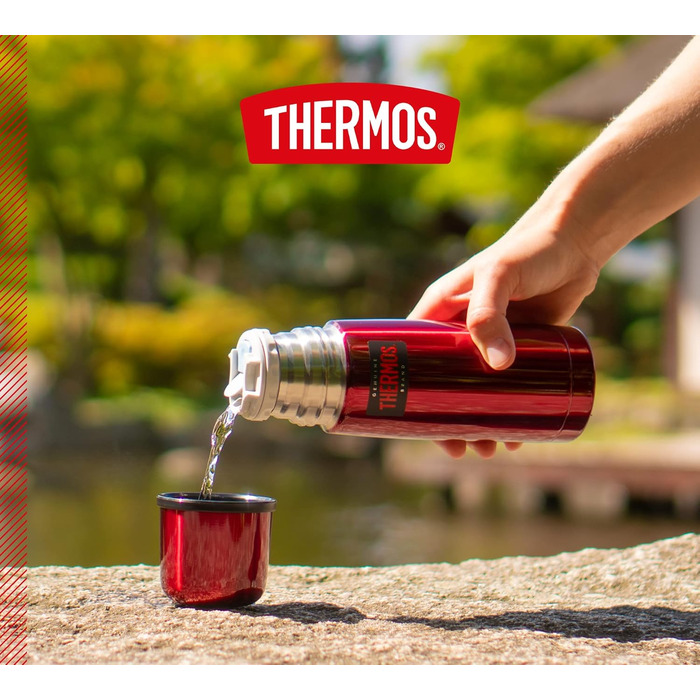 Термос із нержавіючої сталі Thermos Light & Compact 0,35 л, червоний, із чашкою, зберігає тепло 12 годин, холод 24 години, герметичний, BPA Free, можна мити в посудомийці