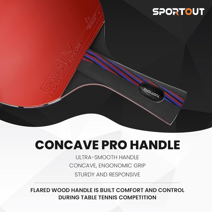 Професійна ракетка для настільного тенісу Sportout ITTF з чохлом для гри в приміщенні та на вулиці
