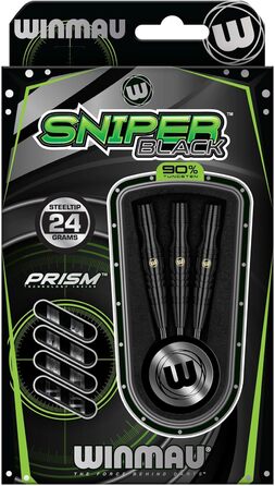 Професійний дартс-набір WINMAU Sniper Black з вольфраму, з оперенням і стрижнями