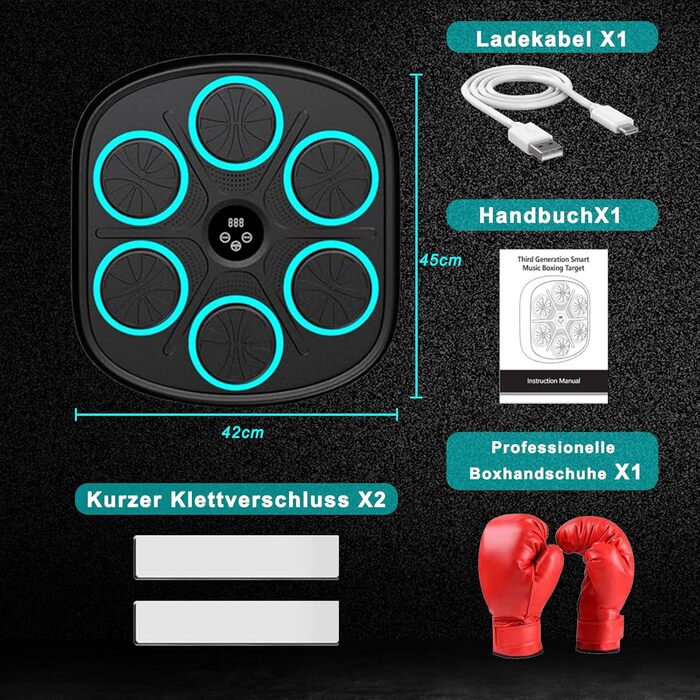 Музична боксерська машина з Bluetooth, для дому та фітнес-клубу, з рукавичками, для дітей та дорослих