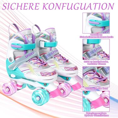 Дитячі ролики для дівчаток, регульовані, розмір 28-31 EU (S), для дому та вулиці