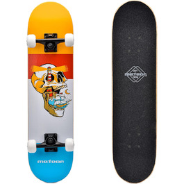 Дитячий дерев'яний скейтборд Meteor SCULL Mini Cruiser для хлопчиків і дівчаток, ретро-стиль, високоякісна дека, роликове дошка