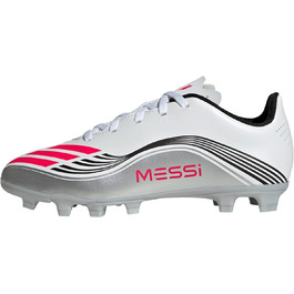 Дитячі футбольні бутси Adidas F50 Messi Club для гри на твердих та полімерних покриттях, розмір 37 1/3 EU, білий, червоний, сріблоний