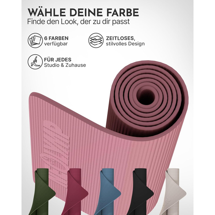 Килимок для йоги Neolymp протиковзкий та захищає суглоби – 183x61 см – PVC – для йоги, пілатесу – з E-Book та відео-управами (Рожевий)