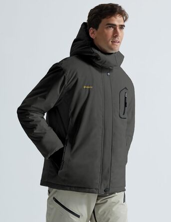 Куртка GEMYSE для чоловіків, водонепроникна, вітронепроникна, з підкладкою, зимова куртка з капюшоном для спорту, відпочинку, активного відпочинку на природі (сірий колір, розмір S)