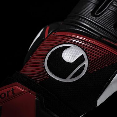 Воротарські рукавички Uhlsport Powerline Supersoft HN для юніорів, чорні/червоні/білі, розмір 7.5