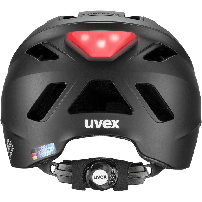 Велосипедний шолом uvex Urban Planet LED, чорний матовий, для жінок і чоловіків, 58-61 см, екологічний
