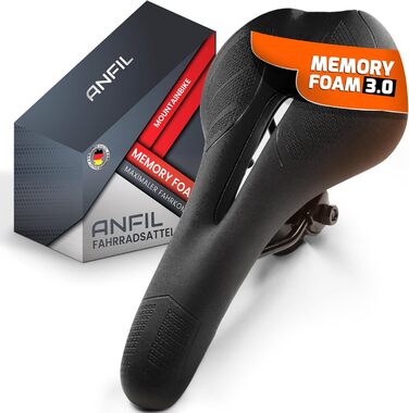 ANFIL® Велосипедне сідло - Максимальний комфорт - Ергономічне сідло з Memory Foam 3.0 для жінок та чоловіків - Зручне та м'яке - з оптимізованим розподілом тиску для тривалих поїздок