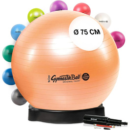 Фітбол Pezziball MAXAFE 75 см з підставкою та насосом, мідний, для фітнесу та йоги