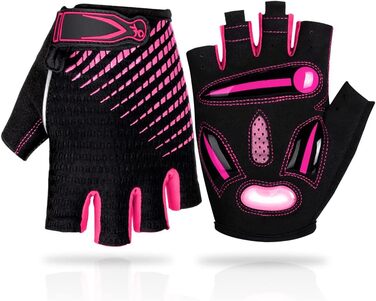 Велосипедні рукавички з відкритими пальцями, дихаючі, антиковзні, амортизуючі, короткі, літні, MTB, для чоловіків та жінок, S, рожеві