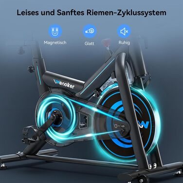 Велотренажер для дому з мобільним додатком, тихий велоергометр з магнітним опором, фітнес-велосипед для кардіотренувань, до 160 кг, блакитний