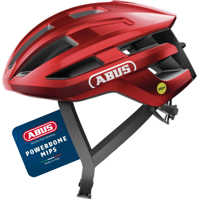 ABUS PowerDome MIPS шолом для шосе на велосипеді - легкий шолом з вентиляцією та захистом від ударів, Made in Italy, для жінок та чоловіків, білий (блискучий білий)