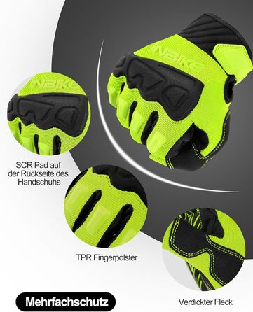 Рукавички INBIKE MTB для катання на велосипеді: захист пальців TPR, SCR-підкладка, зелені, розмір M