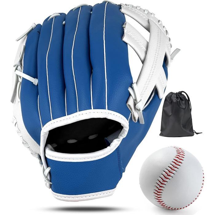 Рукавиця для бейсболу та софтболу дитяча/доросла, з м'ячем, 12.5 дюймів (синьо-біла)